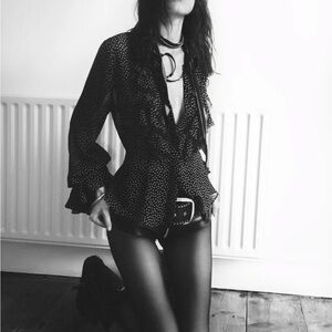 NWOT - Vespertine London - Talla Polka Ruffle Blouse - Sz S - ASO Alexa Chung